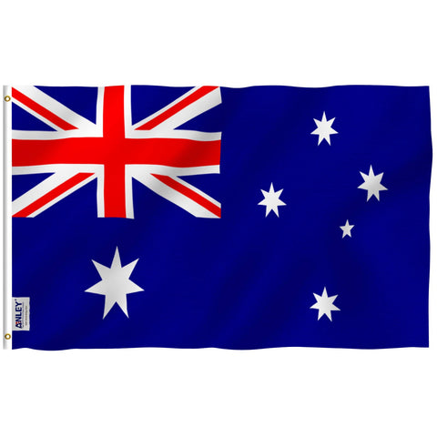 Anley Fly Breeze Australia flag front view with vivid colors for outdoor display.