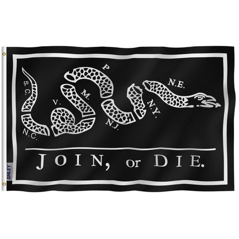 Anley Fly Breeze flag, black Join Or Die design, vivid outdoor display with fade-resistant color