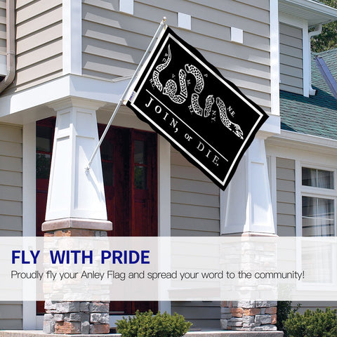 Anley Fly Breeze 3x5 flag close-up shows canvas header and brass grommets for durability