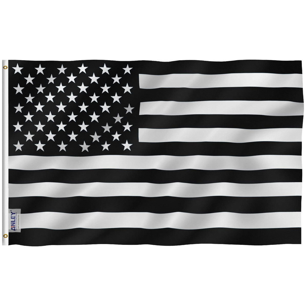 Anley Fly Breeze black-and-white flag 3x5 in mild breeze; ideal low-wind display