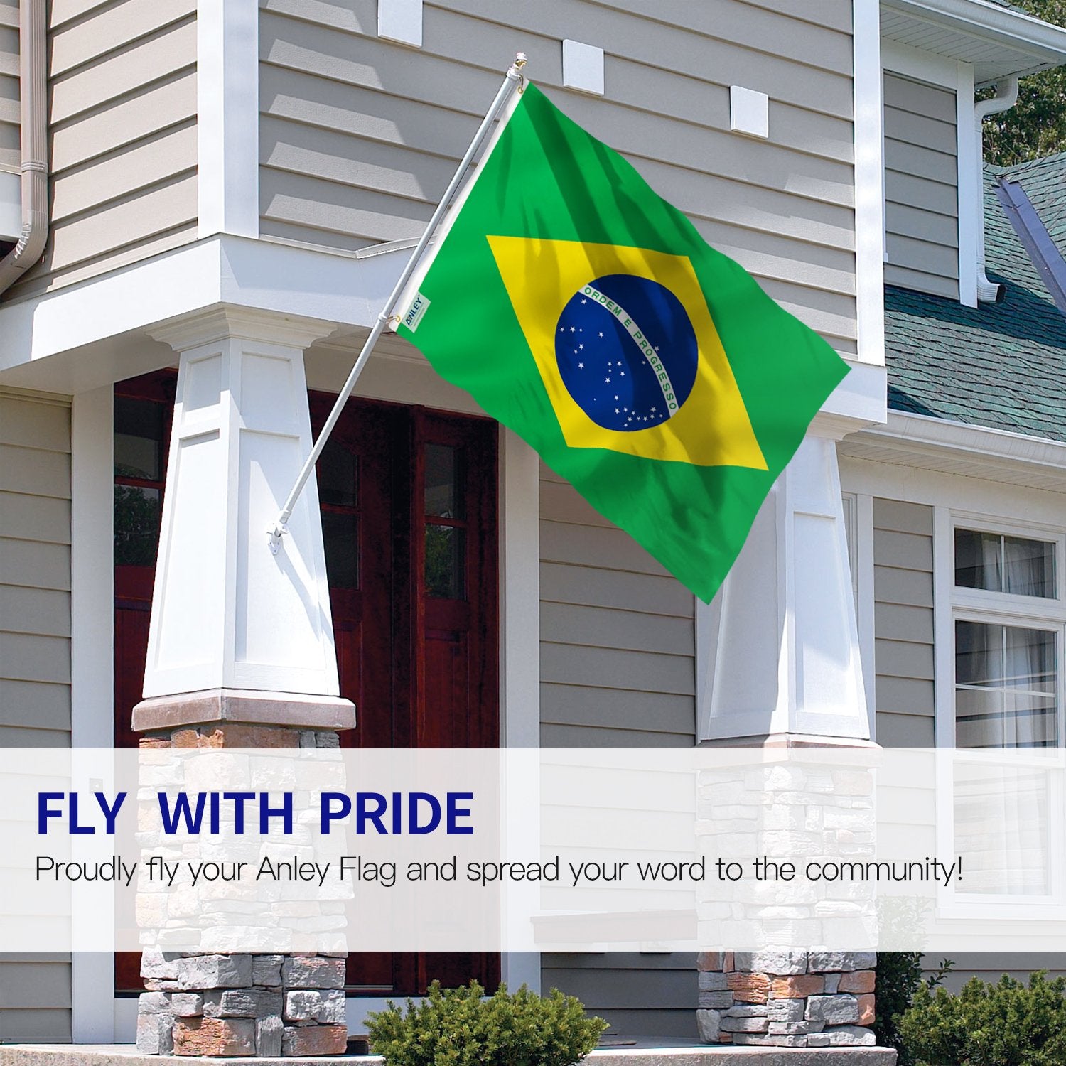 Anley Brazil flag showing double-stitched edge for durability outdoors