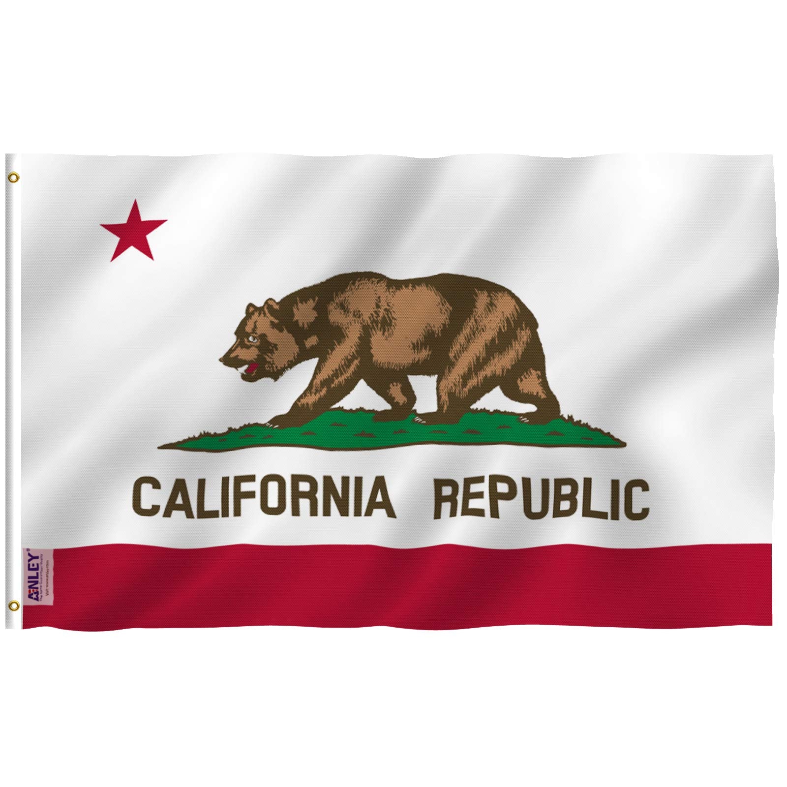 Anley Fly Breeze California flag with canvas header and durable stitching for outdoor use.