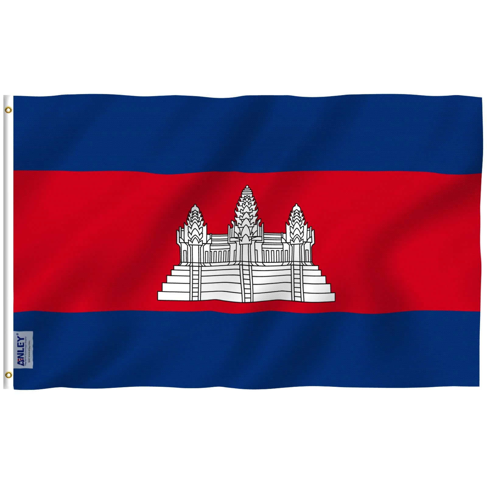 Anley Fly Breeze Cambodia flag 3x5 ft for outdoor display with vivid colors.