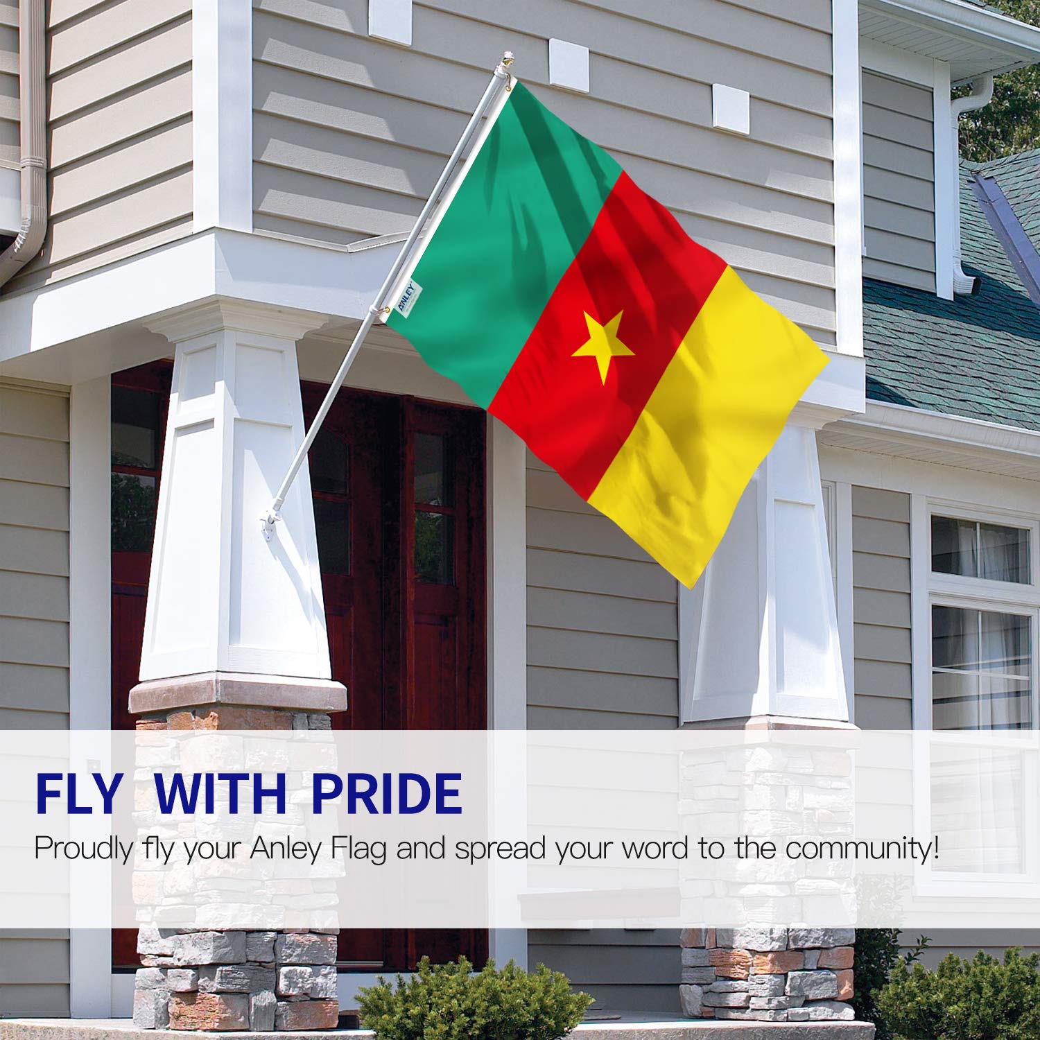Anley Cameroon flag shows detailed stitching for durable outdoor use