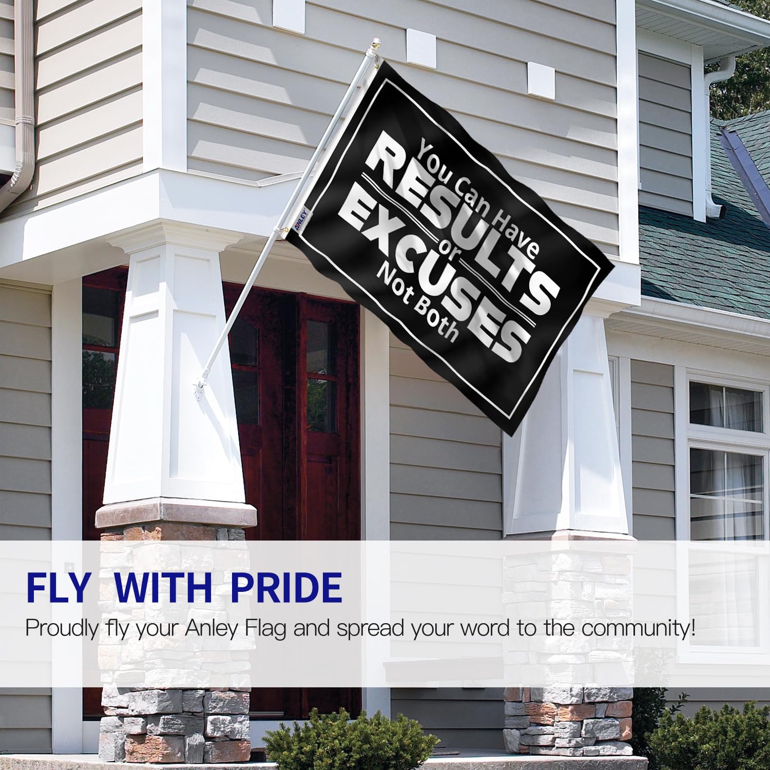 Anley Fly Breeze flag with canvas header and brass grommets, durable outdoor display.