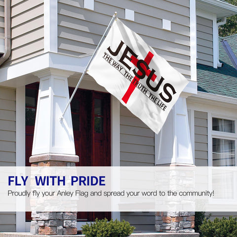 Anley Fly Breeze flag with canvas header and brass grommets for durable mounting.