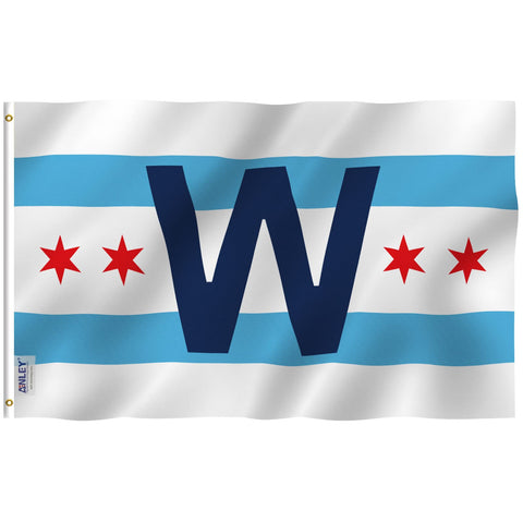 Anley Fly Breeze Chicago City Win Combo Flag close-up highlights crisp stitching.