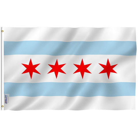 ANLEY Fly Breeze Chicago flag 3x5 outdoors with vivid colors