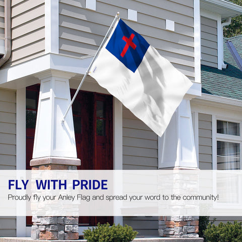 Anley Fly Breeze Christian flag 3x5 canvas header closeup highlights sturdy construction