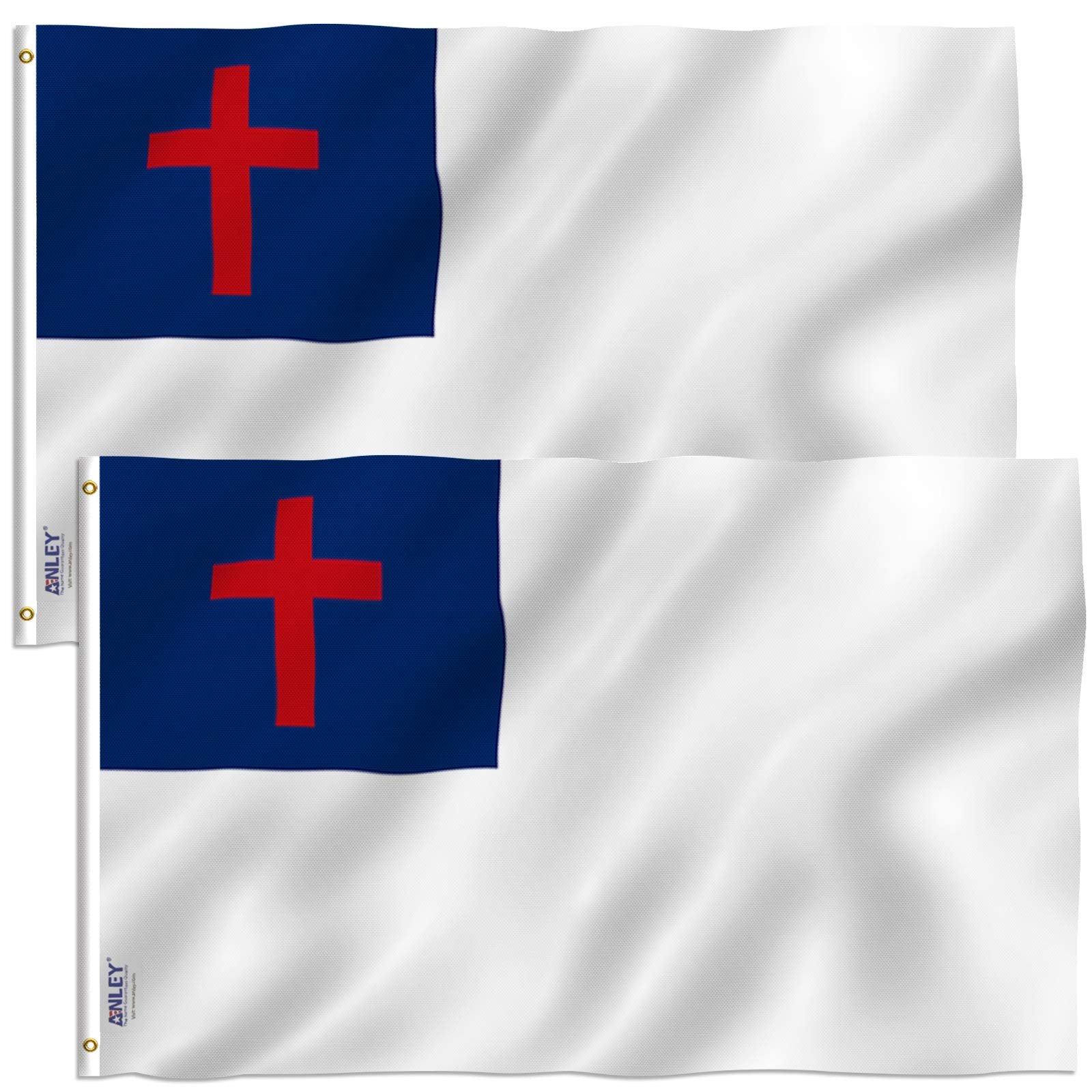 Anley Fly Breeze Christian flag 3x5 main view shows vivid color for outdoor display