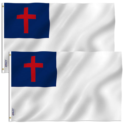 Anley Fly Breeze Christian flag 3x5 main view shows vivid color for outdoor display