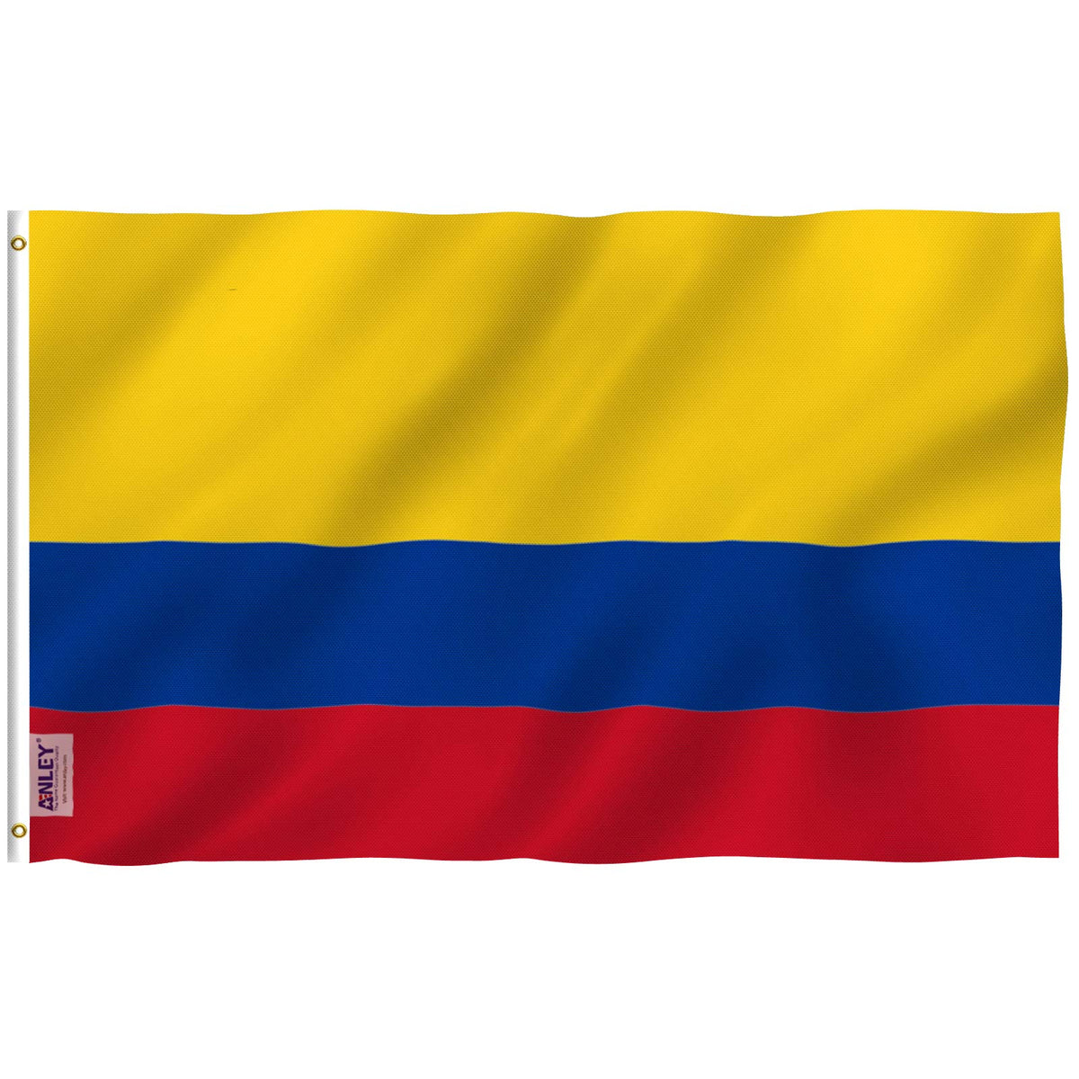 Anley Fly Breeze Colombia flag with canvas header for durable outdoor display.