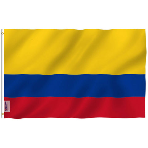 Anley Fly Breeze Colombia flag with canvas header for durable outdoor display.