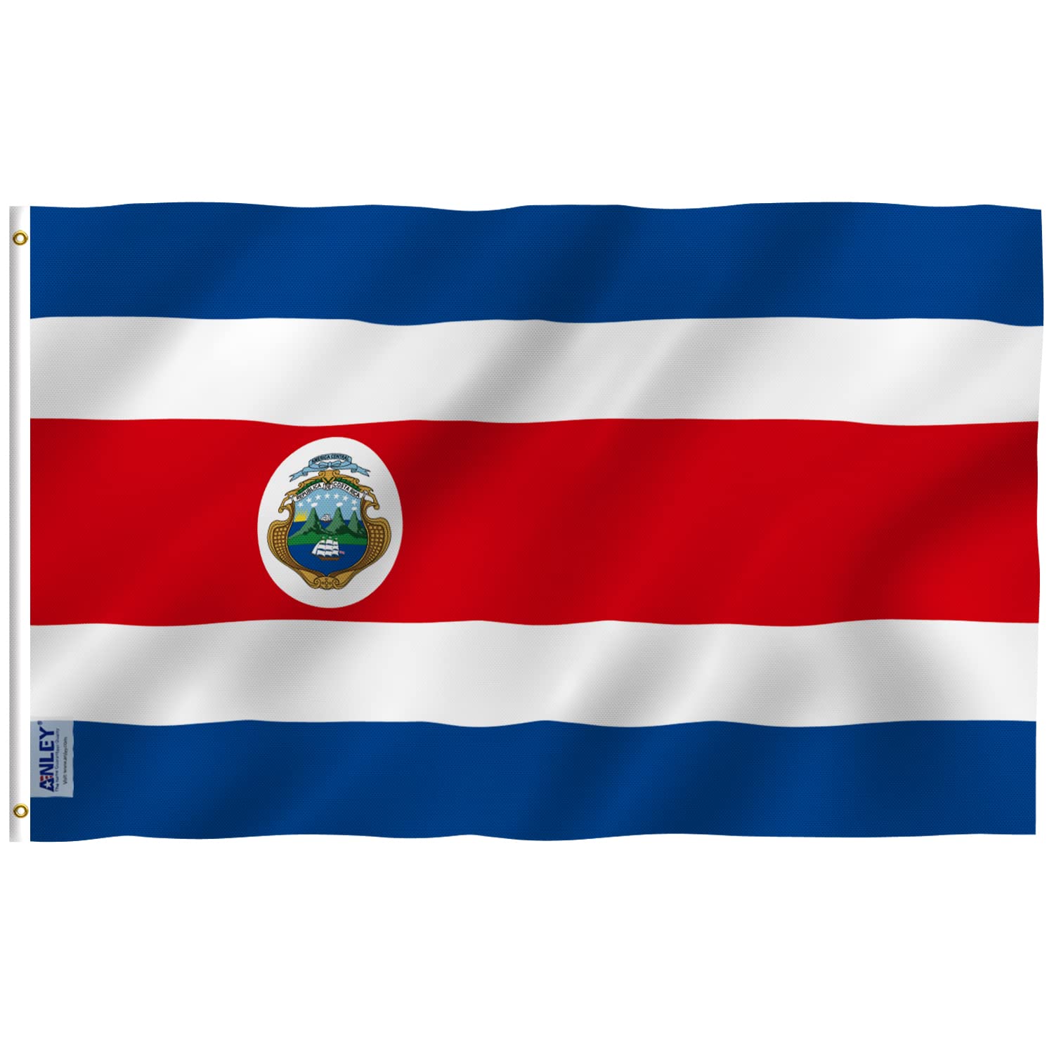 Anley Fly Breeze Costa Rica flag full outdoor display with vibrant colors