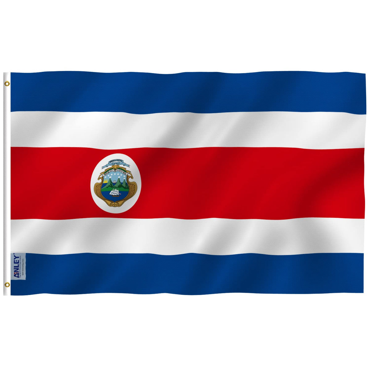 Anley Fly Breeze Costa Rica flag full outdoor display with vibrant colors