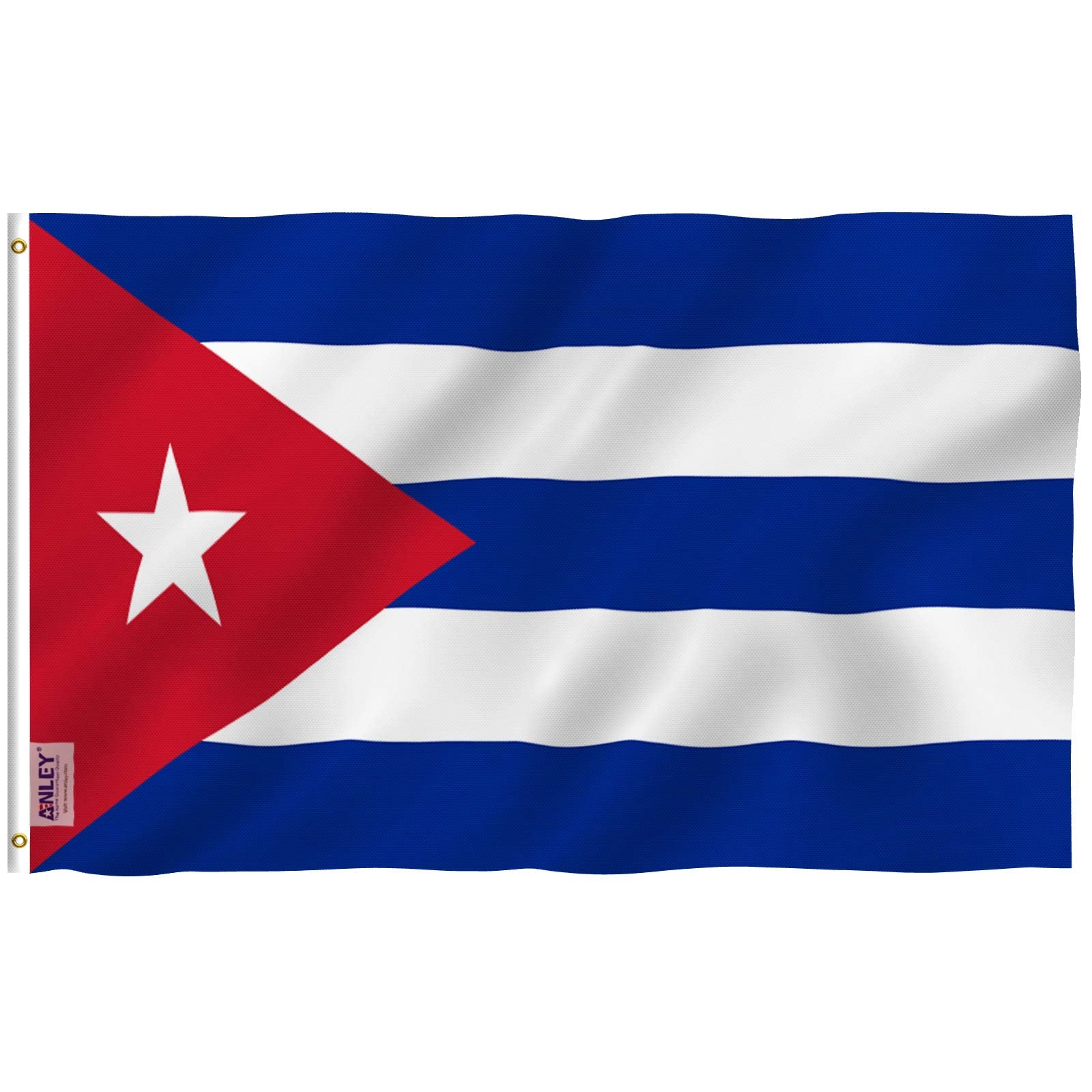 Anley Fly Breeze Cuba Flag 3x5 waving in a gentle breeze for outdoor display.
