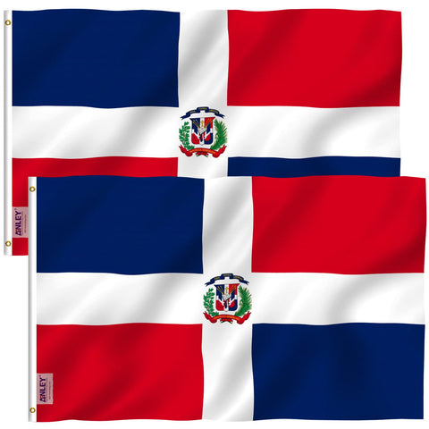 Anley Fly Breeze Dominican flag waving in light breeze with vibrant colors