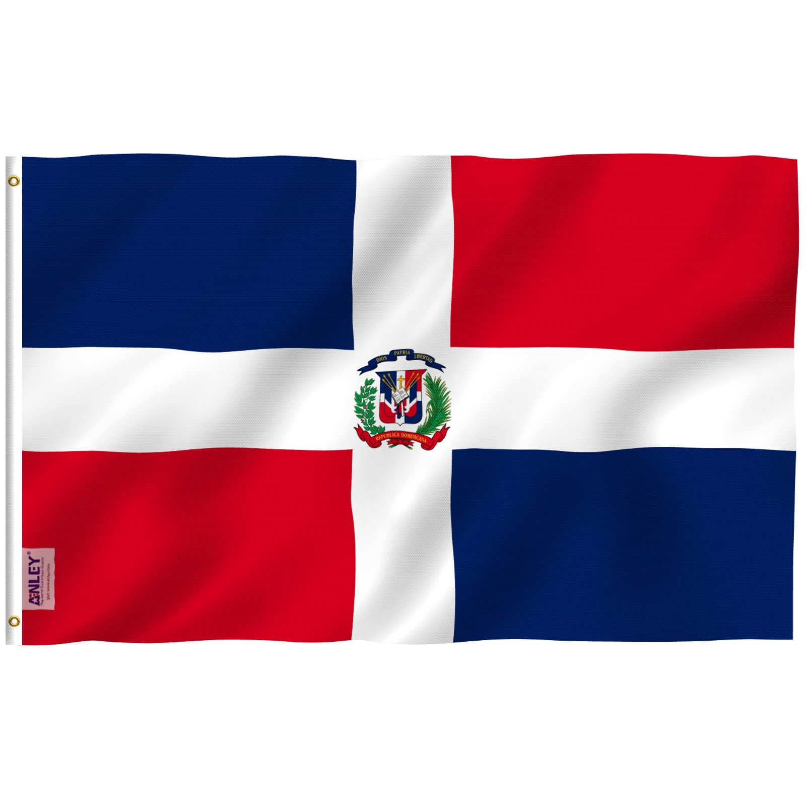 Anley Fly Breeze Dominican Republic flag, front view, ideal for outdoor display.
