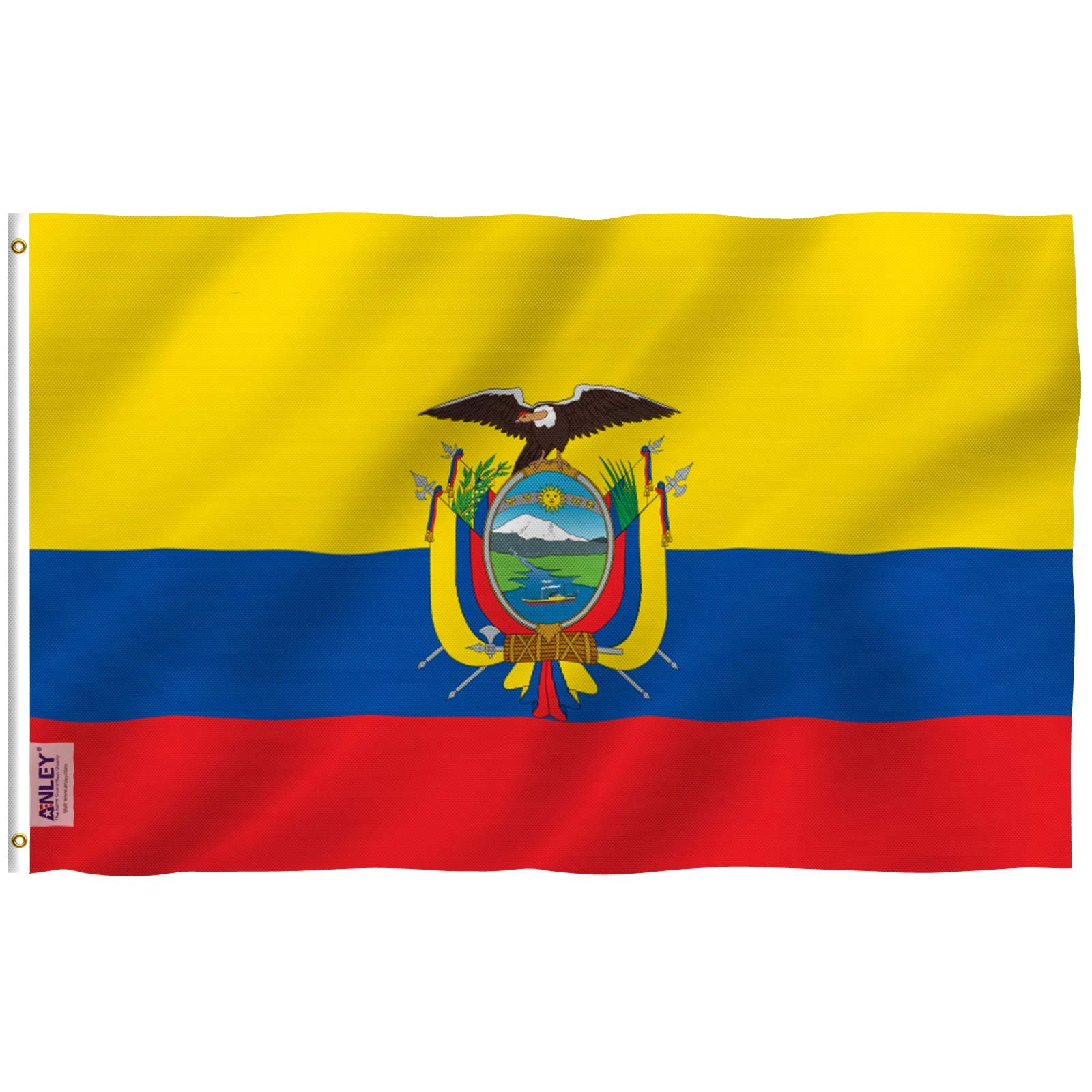 Anley Fly Breeze Ecuador flag 3x5 in vibrant color for outdoor display without fraying