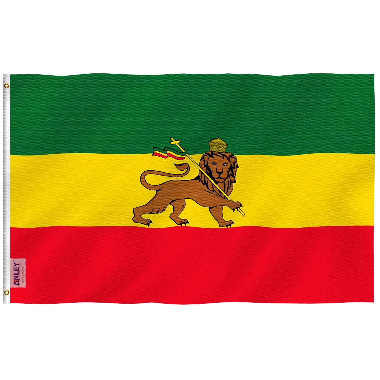 Anley Fly Breeze 3x5 Ethiopia Lion flag, lightweight for gentle outdoor breezes and easy display.