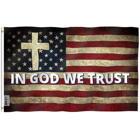 Anley Fly Breeze 3x5 flag with God We Trust showing outdoor vivid colors