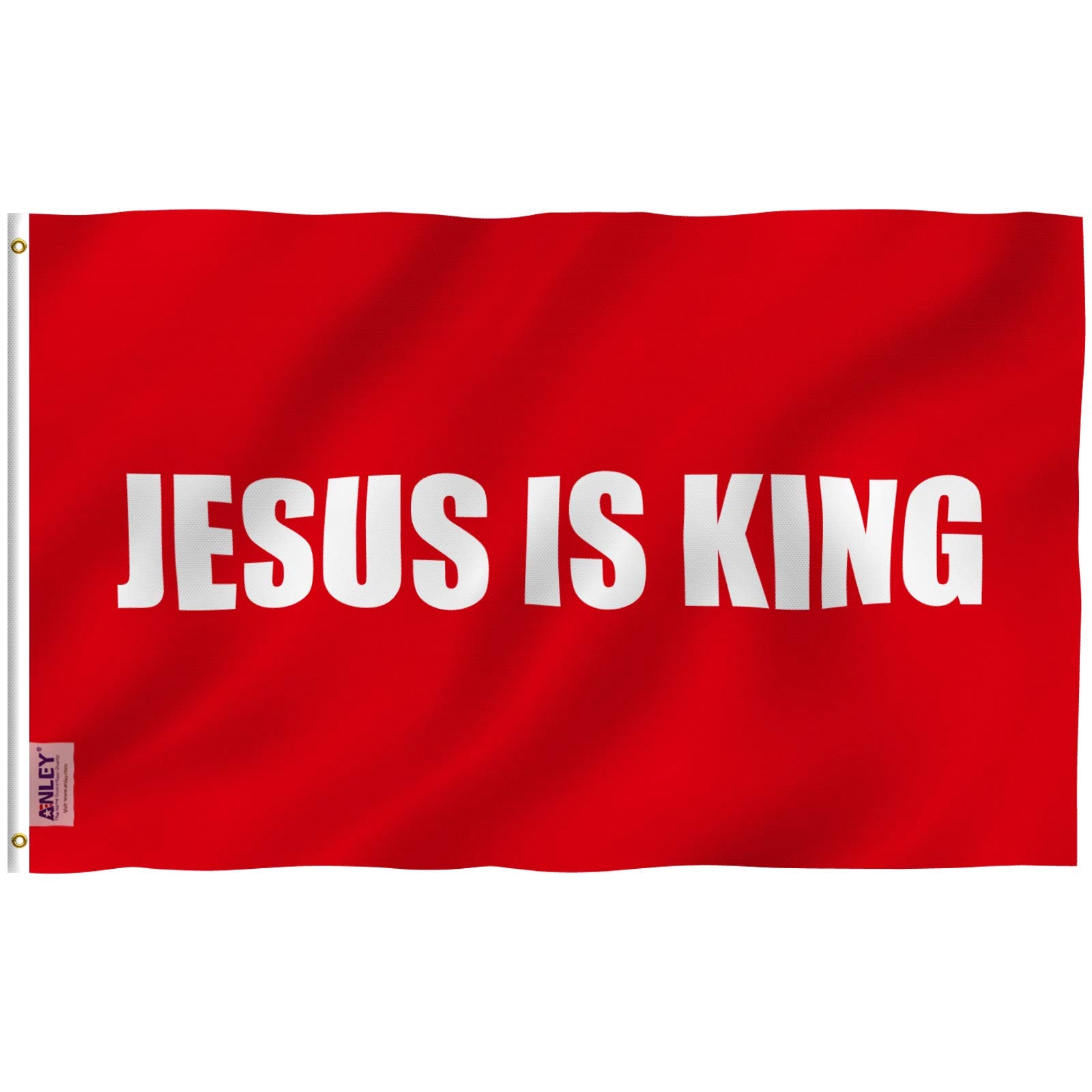 Anley Fly Breeze Jesus is King flag 3x5 with vivid color for outdoor display