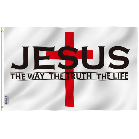 Anley Fly Breeze Jesus flag print is bright and vivid for outdoor display.