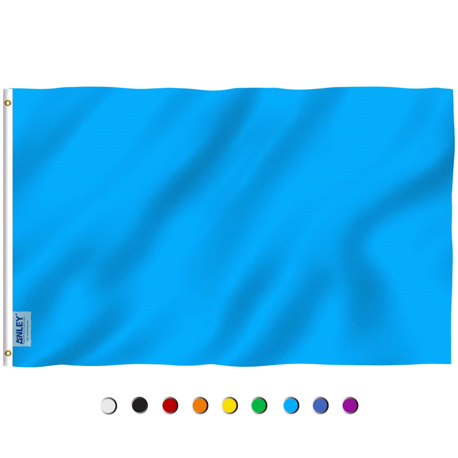 Anley Fly Breeze light blue flag front view showing vivid outdoor color