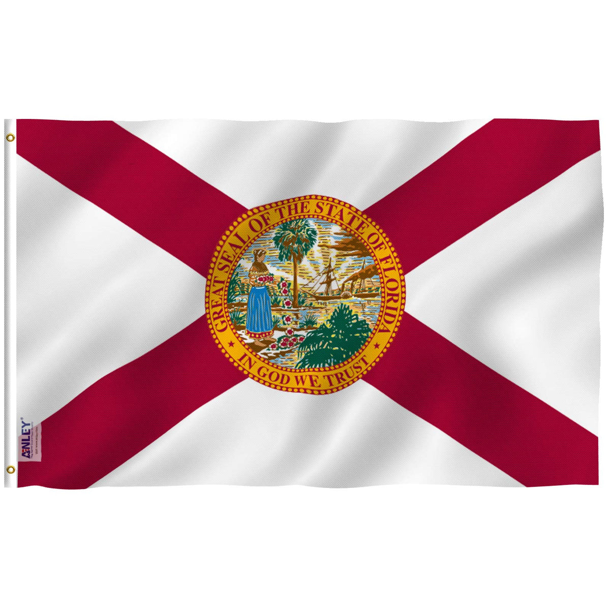 Anley Fly Breeze Florida flag front view shows vivid, fade-resistant colors.
