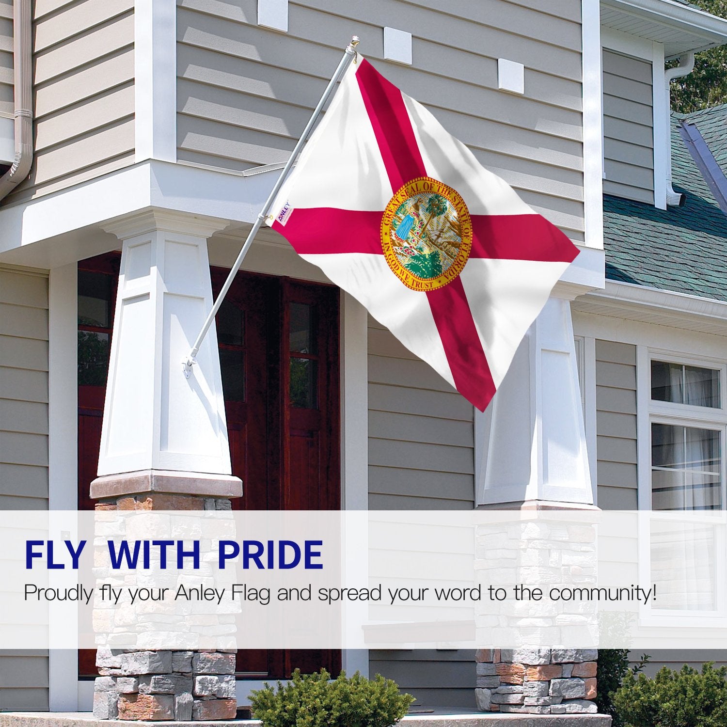 Anley Fly Breeze flag side angle highlights lightweight design for mild winds.