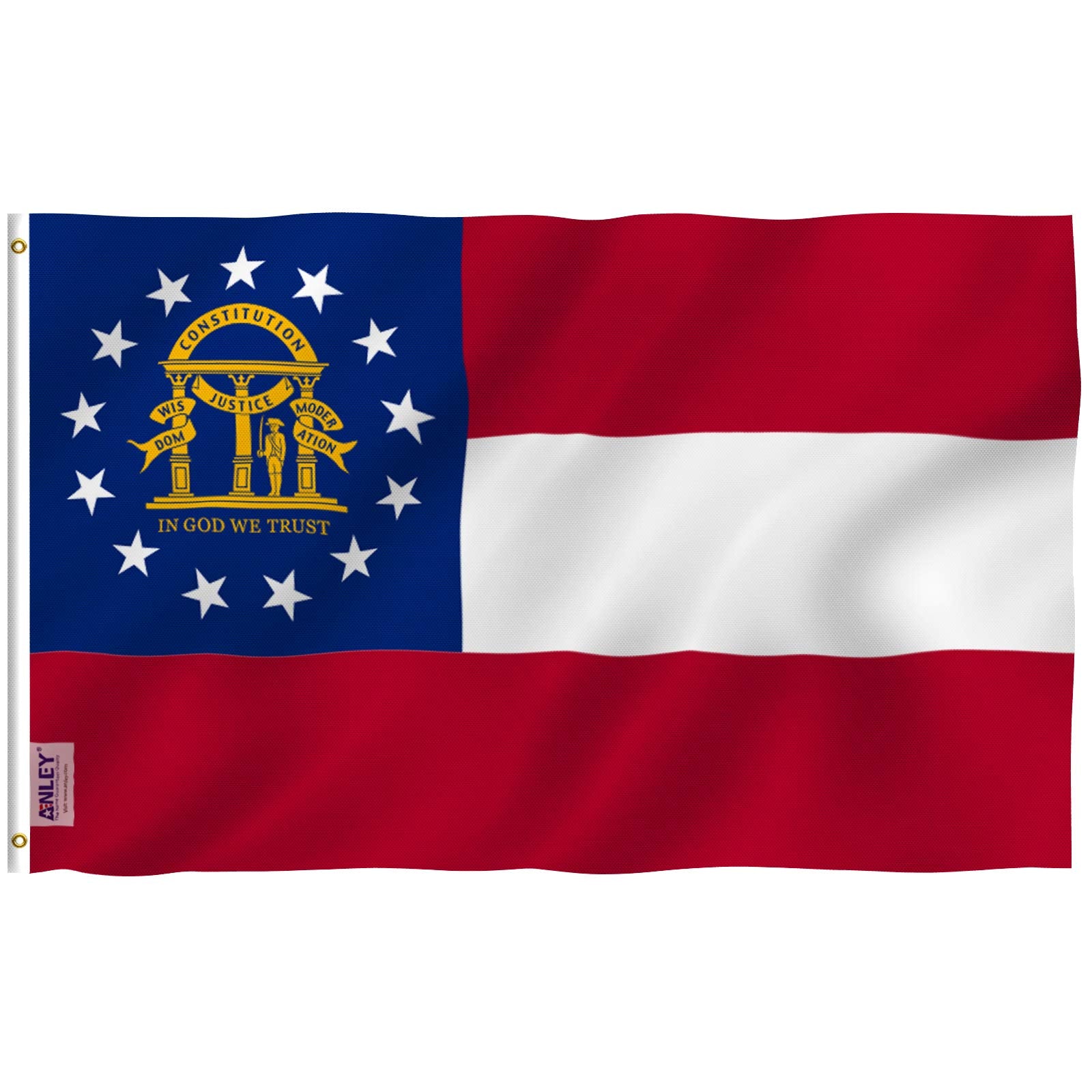 Anley Fly Breeze Georgia flag with canvas header delivering vivid, fade-resistant color.