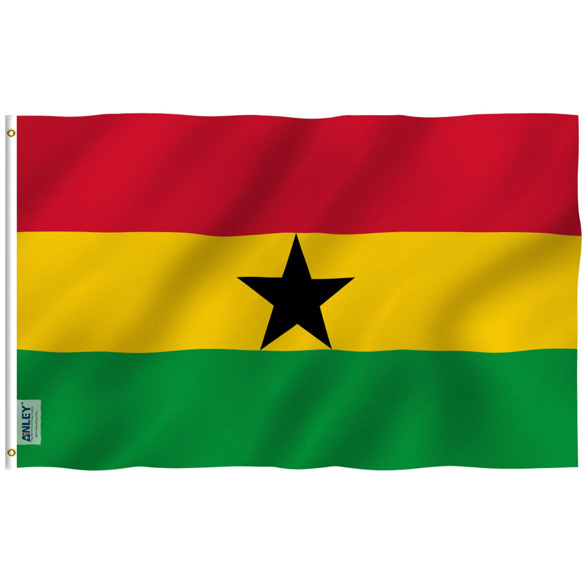 Anley Fly Breeze Ghana flag 3x5 hero shows vivid colors for outdoor display
