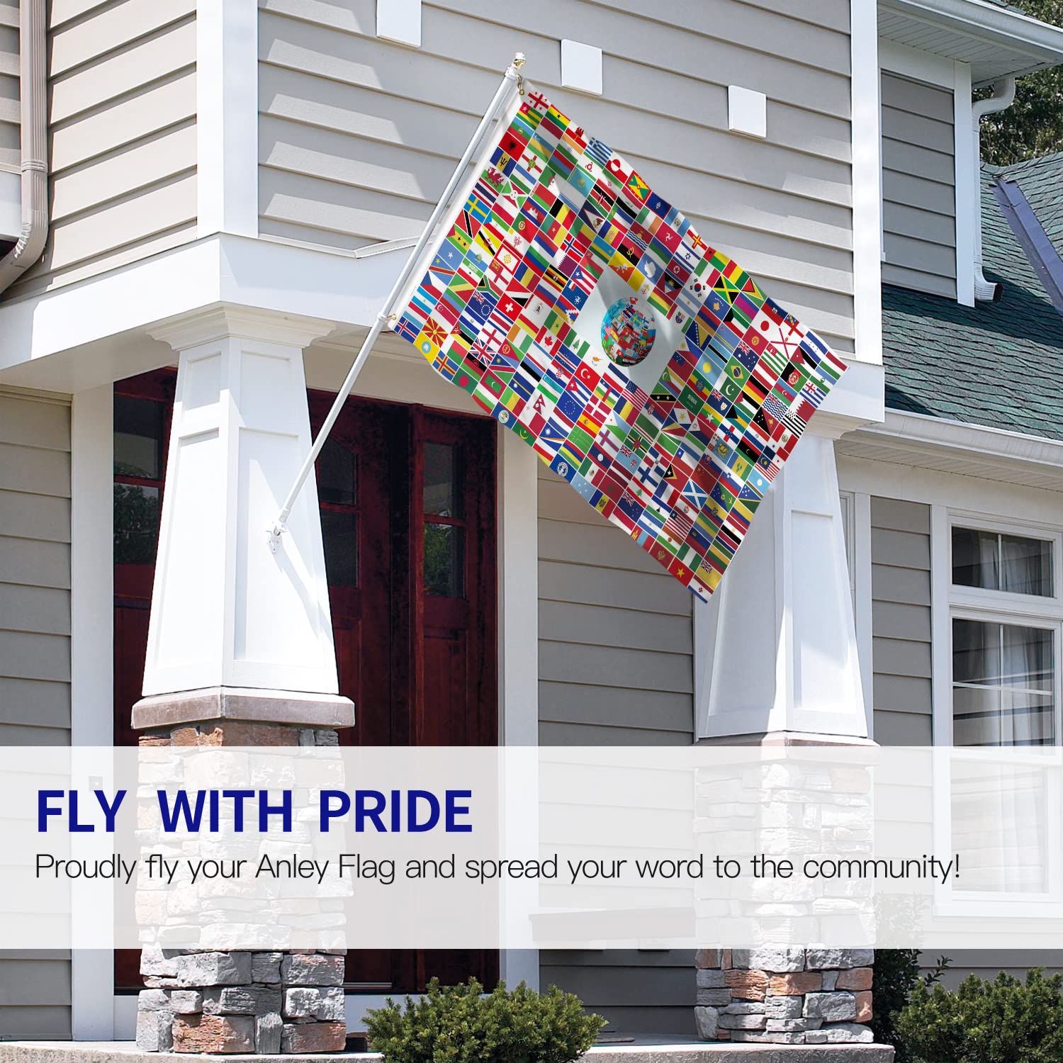 Anley Fly Breeze flag canvas header detail highlights sturdy construction.