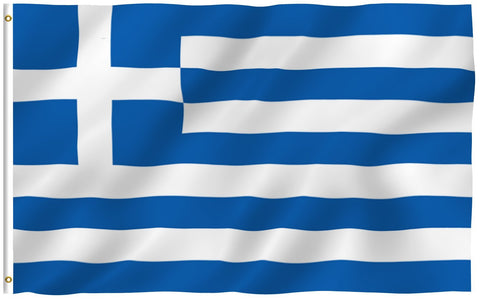 Anley Greece flag with a canvas header for durable outdoor display.