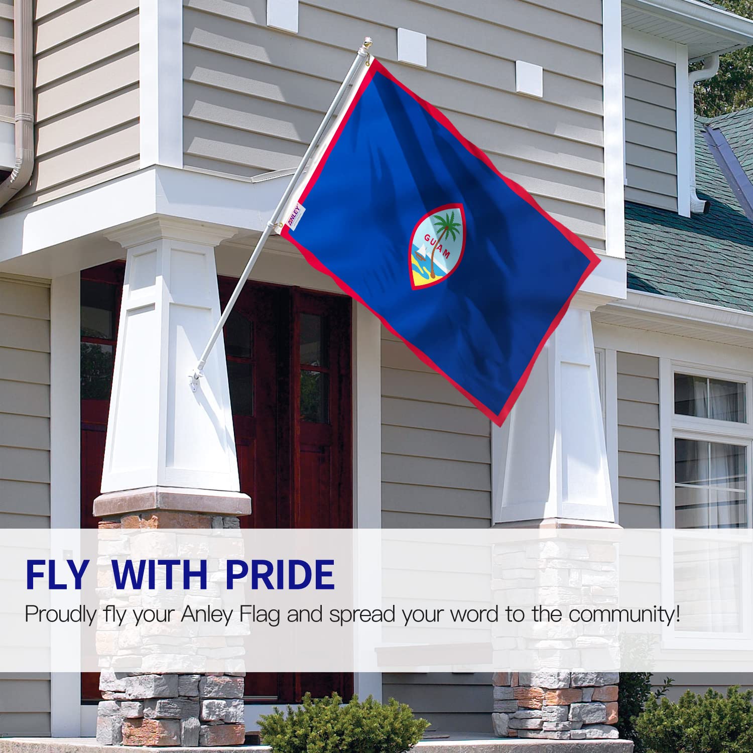 Anley Fly Breeze Guam flag showing canvas header for durability