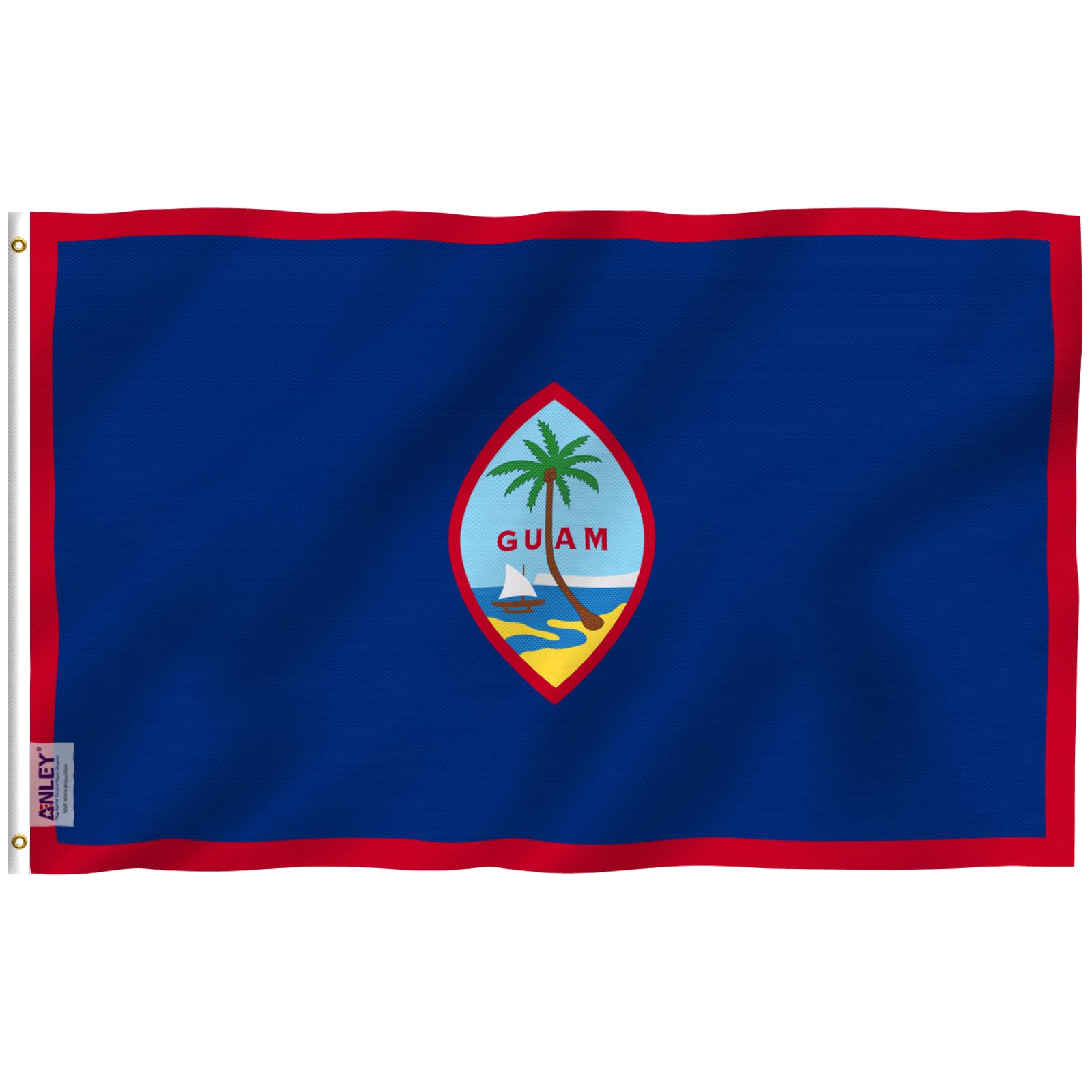 Anley Fly Breeze Guam flag front view with vivid daylight color