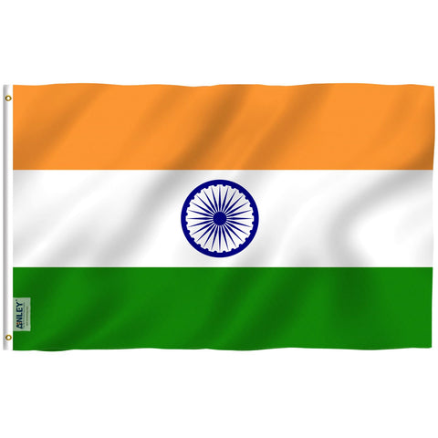 Anley Fly Breeze India flag 3x5 flying in mild wind with vibrant colors