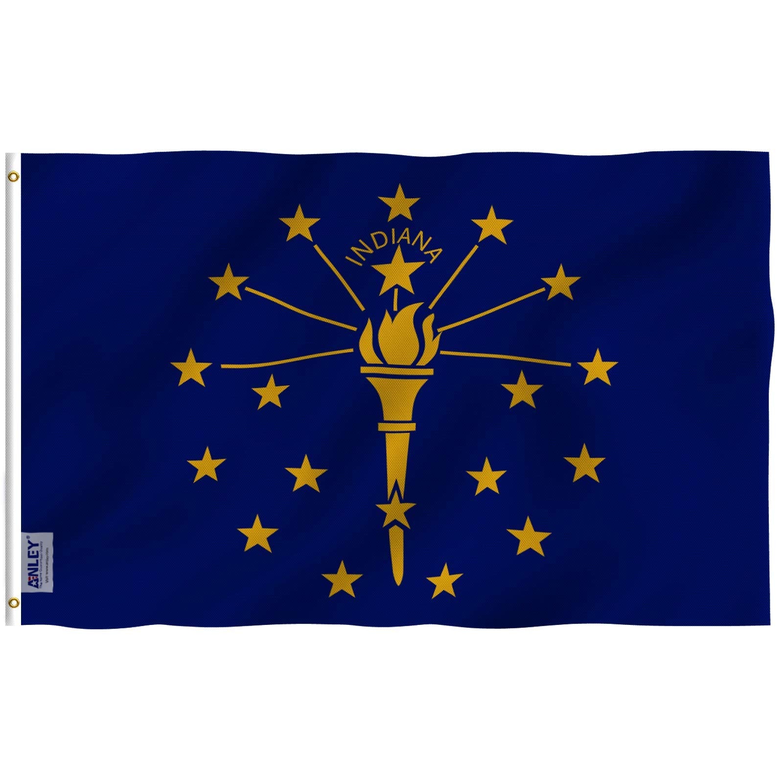 Anley Fly Breeze Indiana flag 3x5 with fade-proof, vibrant colors for outdoor display