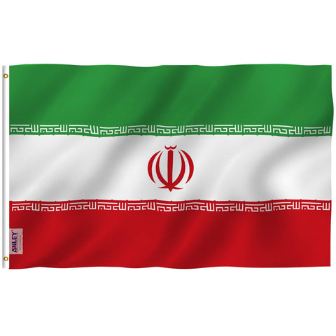 Anley Fly Breeze Iran flag 3x5 feet waving in light breeze for outdoor display.