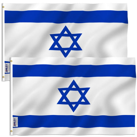 Anley Fly Breeze Israel flag 3x5 with canvas header for sturdy outdoor display.