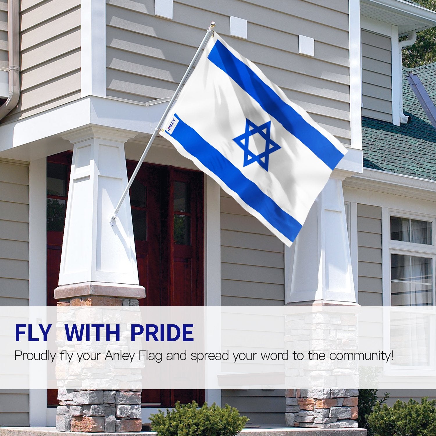 Anley Fly Breeze Israel flag canvas header supports durable hanging.