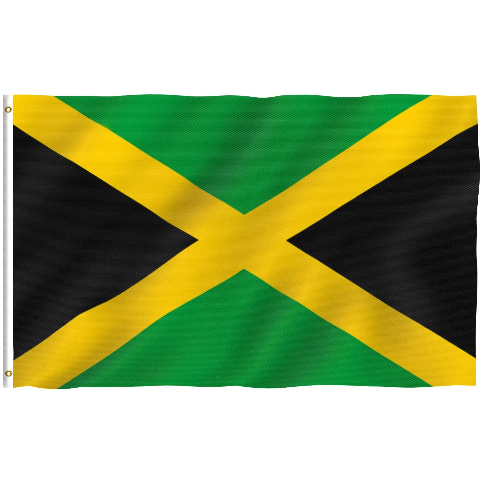 Anley Fly Breeze Jamaica flag 3x5 ready to fly in light winds with vivid color.
