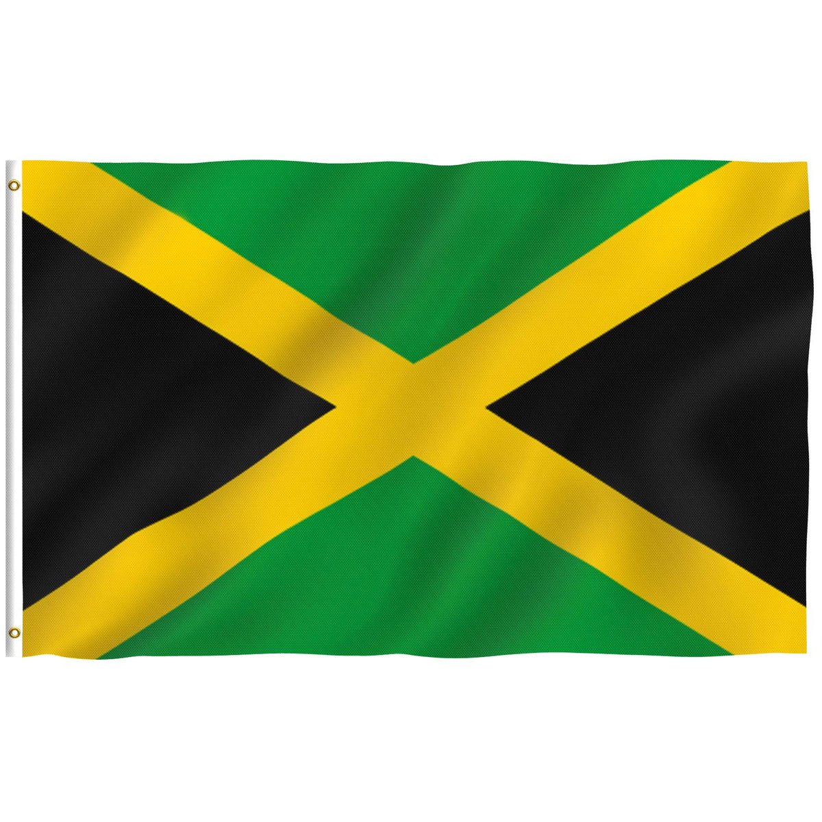 Anley Fly Breeze Jamaica flag 3x5 ready to fly in light winds with vivid color.