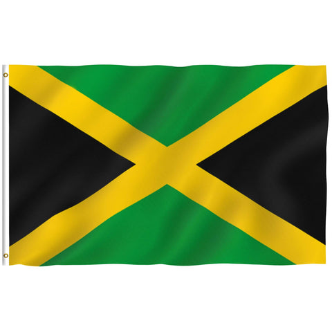 Anley Fly Breeze Jamaica flag 3x5 ready to fly in light winds with vivid color.
