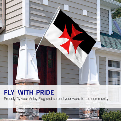 Anley Knights Templar flag with sturdy canvas header for secure mounting.