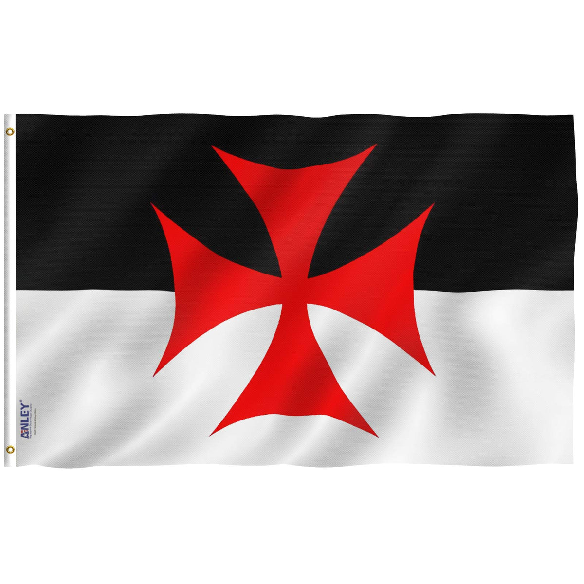 Anley Fly Breeze Knights Templar flag in wide outdoor shot, ideal for garden displays.