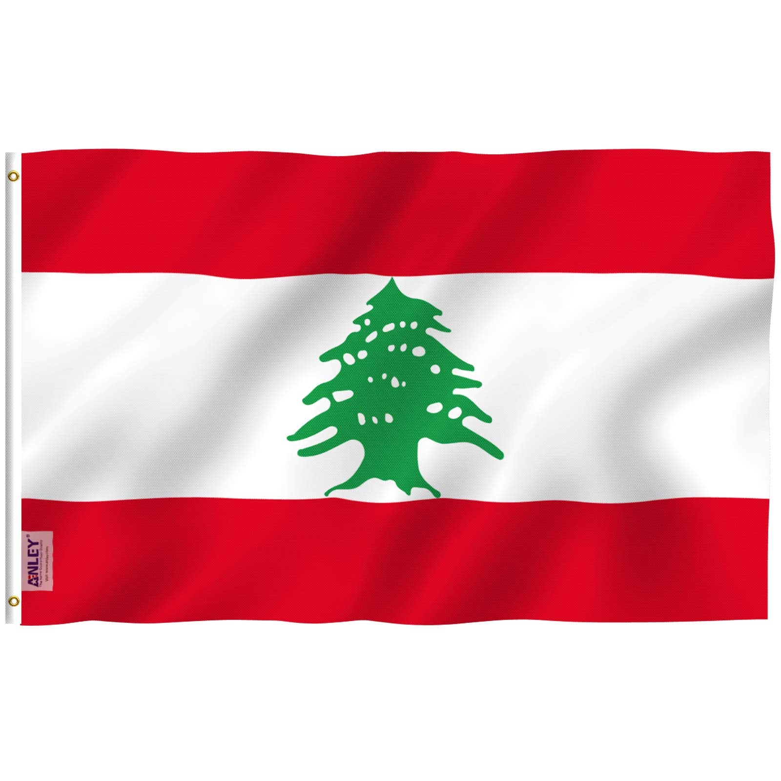 Anley Fly Breeze Lebanon flag 3x5 ft displays vibrant outdoor color.