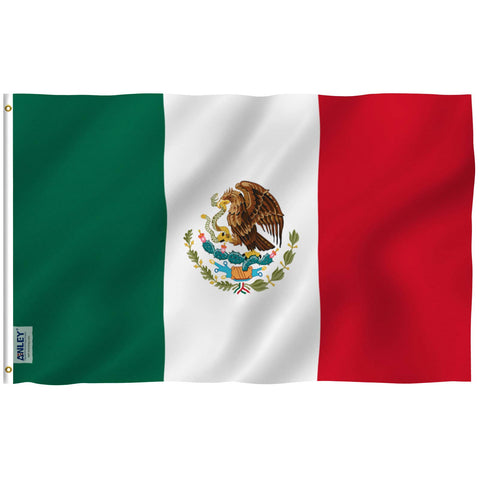 Anley Fly Breeze Mexico flag 3x5ft in full banner display with outdoor color