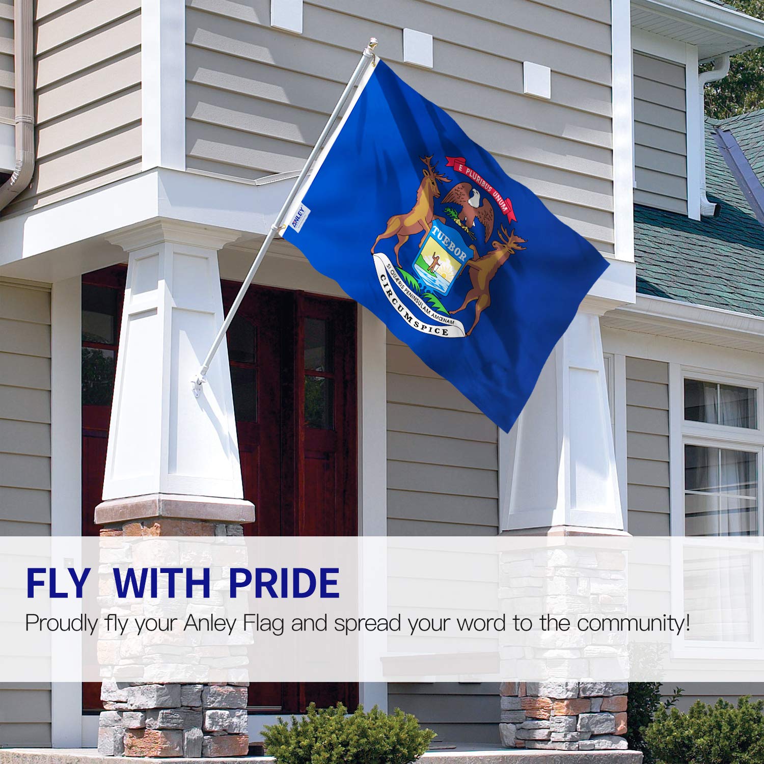 Canvas header and double stitching on the Anley flag demonstrate durable outdoor craftsmanship.