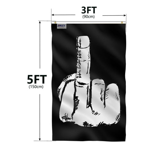 Anley Fly Breeze Middle Finger Flag displayed outdoors on a fence or patio